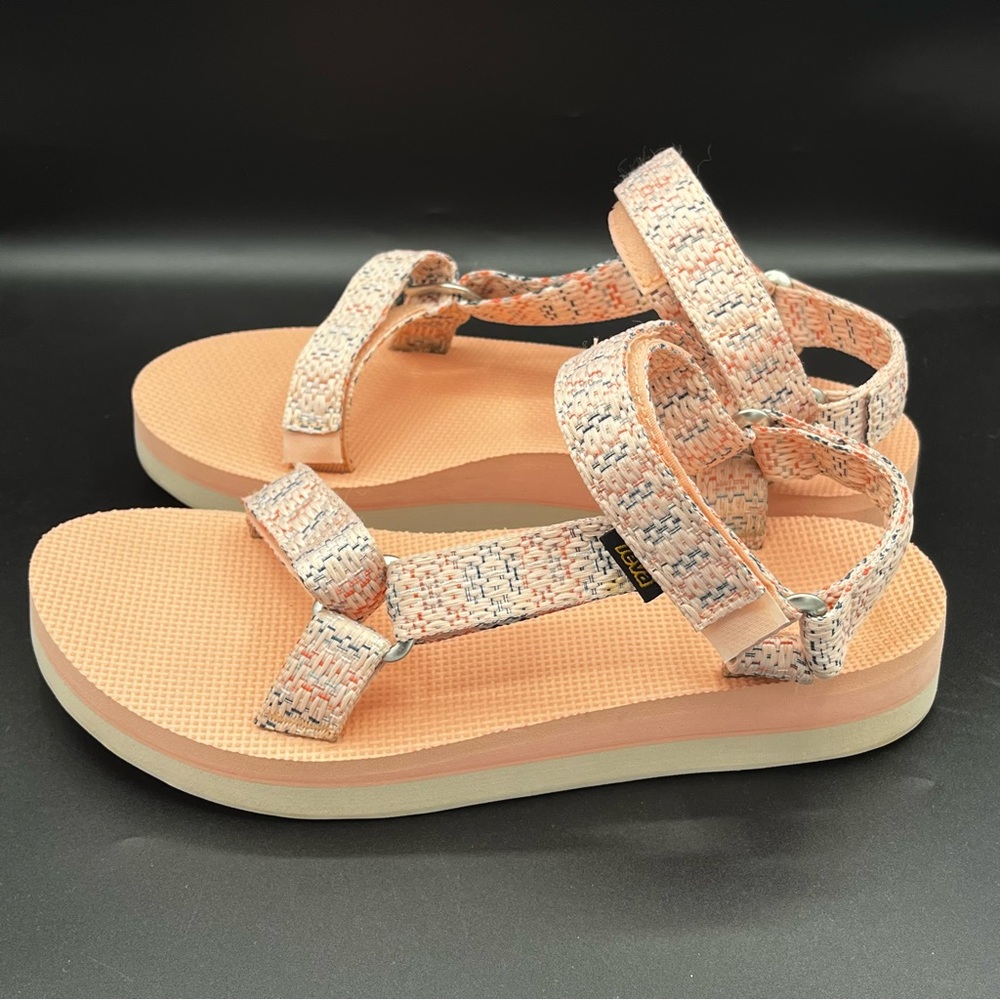 Teva Chacha Tropical Peach Midform Wedges Sandals Womens Size 9 - Picture 11 of 15